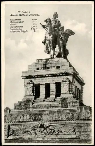 Ansichtskarte Koblenz Kaiser Wilhelm-Denkmal 1940