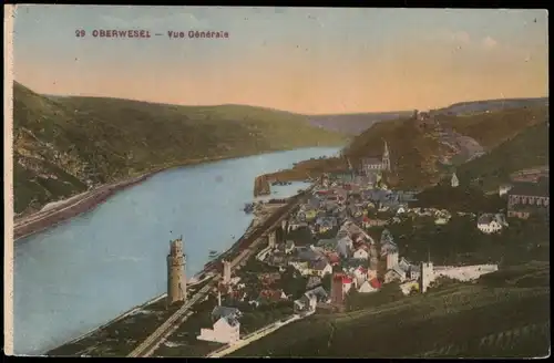 Ansichtskarte Oberwesel Panorama-Ansicht Rhein Partie 1920