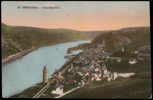 Ansichtskarte Oberwesel Vue Générale Panorama-Ansicht Rhein 1920