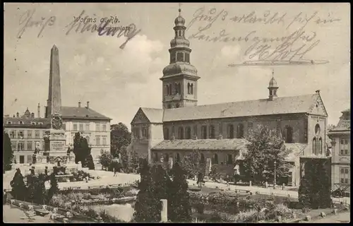 Ansichtskarte Worms Ludwigsplatz, Denkmal, Kirche 1910