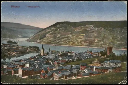 Bingen am Rhein Panorama-Ansicht Totalansicht, Rhein Ansicht 1919
