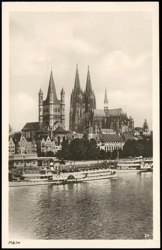 Köln Stadtteilansicht mit Dom und Rhein Schiffsanlegestelle 1930
