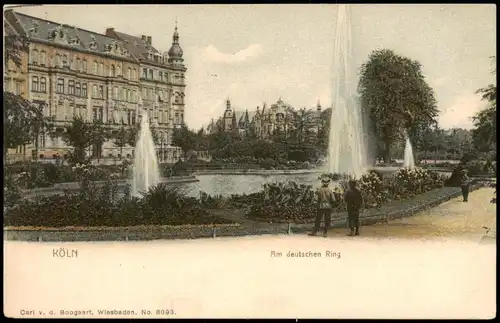 Ansichtskarte Köln Am deutschen Ring, Wasserkunst, Wasserspiele 1900