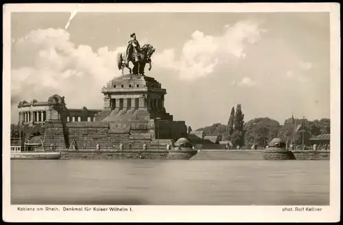 Ansichtskarte Koblenz Rhein Dt. Eck mit Denkmal für Kaiser Wilhelm I. 1940