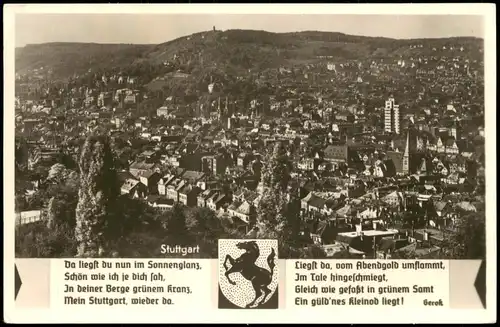 Ansichtskarte Stuttgart Panorama-Ansicht der Stadt der Auslandsdeutschen 1942