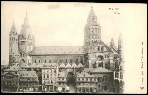 Ansichtskarte Mainz Häuser Partie am Dom 1905