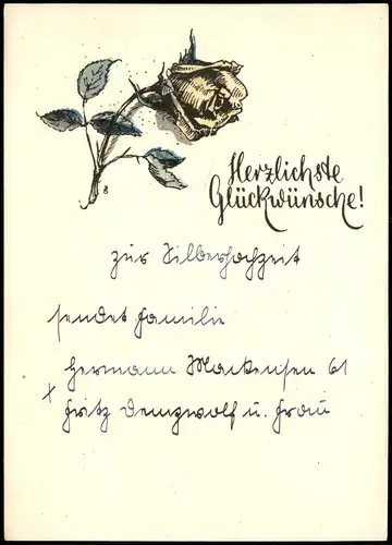 Herzlichste Glückwünsche (Neutrale Glückwunsch-Karte) Künstlerkarte 1940