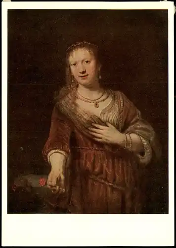 Künstlerkarte REMBRANDT Saskia mit der Nelke Saskia with carnation - Saskia à l'oeillet 1960