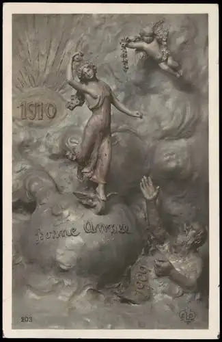 Ansichtskarte  Neujahr Sylvester New Year Bonne anne - Engel Göttin 1909