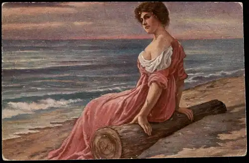 Ansichtskarte  Erotik (Nackt - Nude) Meeresfreude. Frau - Künstlerkarte 1909