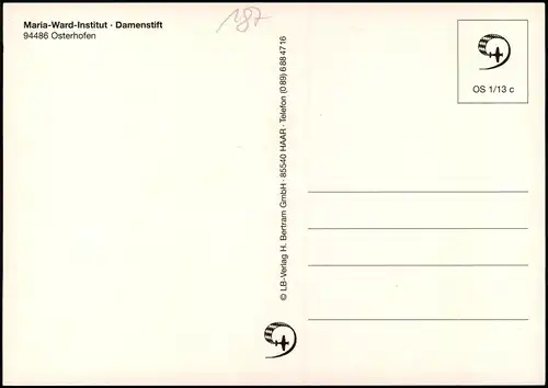 Ansichtskarte Osterhofen Maria-Ward-Institut Damenstift - Luftbild 1979