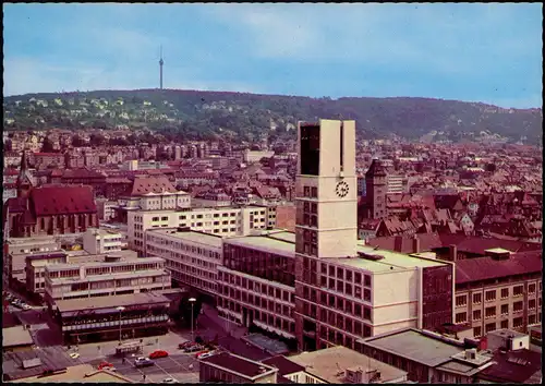 Ansichtskarte Stuttgart Panorama mit Neuem Rathaus und Fernsehsender 1979