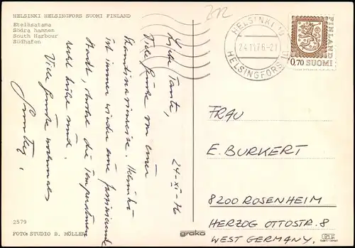 Postcard Helsinki Helsingfors Luftbild 1976