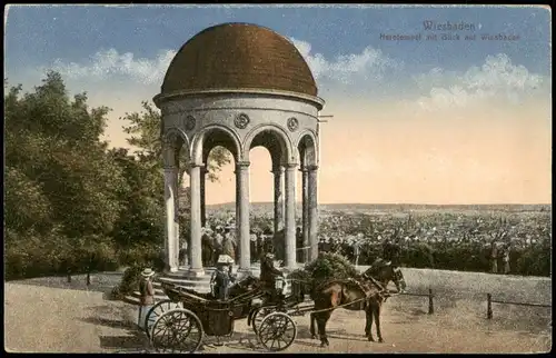 Ansichtskarte Wiesbaden Tempel - Neroberg Blick auf die Stadt 1921