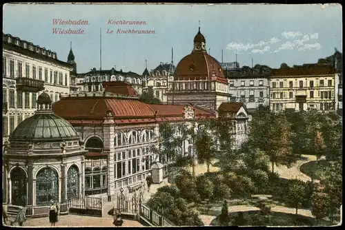 Ansichtskarte Wiesbaden Kochbrunnen Partie Le Kochbrunnen 1920