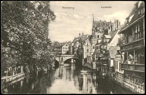 Ansichtskarte Nürnberg Stadtpartie - Karlsbrücke 1911