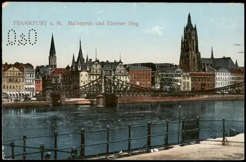 Ansichtskarte Sachsenhausen-Frankfurt am Main Eiserner Steg 1916