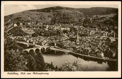 Ansichtskarte Heidelberg vom Philosophenweg 1942  gel. Feldpoststempel WK2