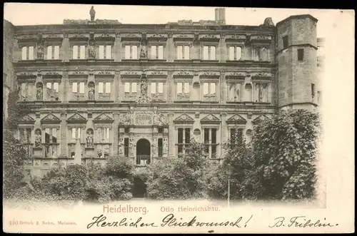Ansichtskarte Heidelberg Otto Heinrichsbau. Heidelberger Schloss 1902