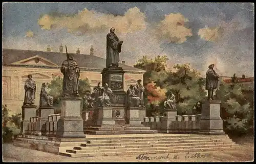Ansichtskarte Worms Lutherdenkmal - Künstlerkarte 1914