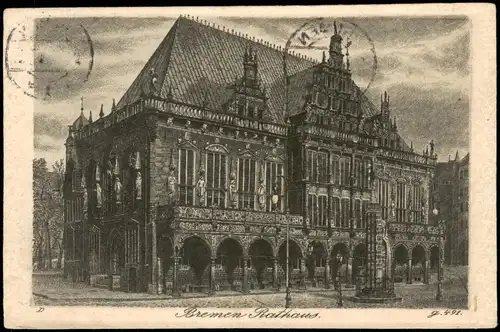 Ansichtskarte Bremen Rathaus - Künstlerkarte 1911