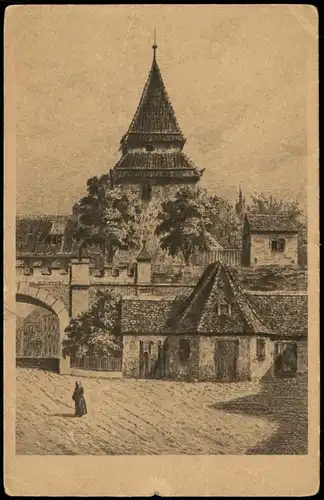 Ansichtskarte Ulm a. d. Donau Das Zundeltor - Künstlerkarte 1928