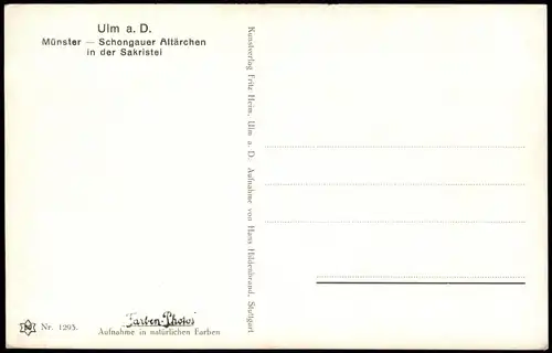 Ansichtskarte Ulm a. d. Donau Schongauer Altärchen - Naturfarben 1914