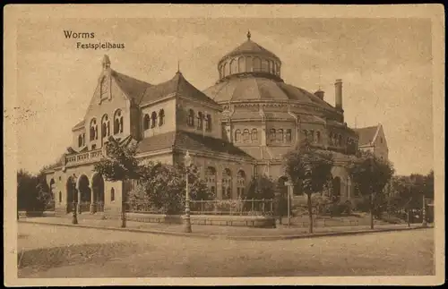 Ansichtskarte Worms Partie am Festspielhaus 1920
