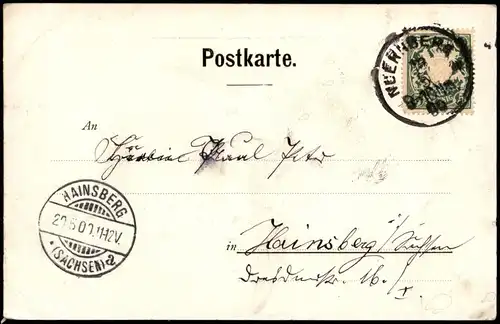 Ansichtskarte Nürnberg Schöner-Brunnen 1900   gel  HAINSBERG (Ankunftsstempel)