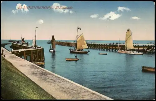 Postkaart Blankenberge Blankenberghe L'Estacade - Mole Segelboote 1914