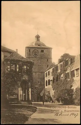 Ansichtskarte Heidelberg Torturm u. Ruprechtsbau, Schloß 1905