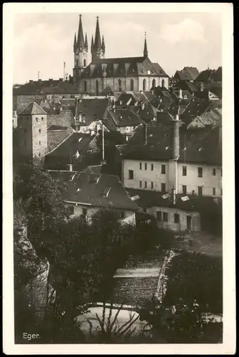 Postcard Eger Cheb Stadt-Teilansicht 1941   mit Zusatzstempel der Kaiserburg