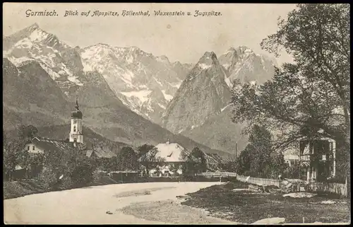 Garmisch-Partenkirchen Umland-Ansicht Blick auf Kilpspitze, Höllenthal,   1909