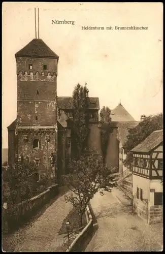 Ansichtskarte Nürnberg Heidenturm mit Brunnenhäuschen 1910
