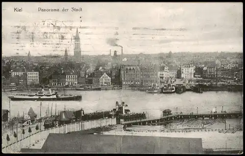Ansichtskarte Kiel Schiffe Dampfer Steamer Stadt 1923  gel Vorinfla 20+40 M
