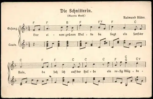 Ansichtskarte  Liedkarte Die Schnitterin 1928