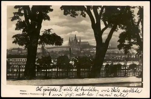 Postcard Prag Praha Panorama-Ansicht Blick zur Burg Hradčany 1931