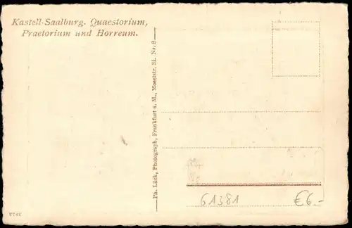 Bad Homburg vor der Höhe Römer Kastell: Quaestorium, Praetroium  1928