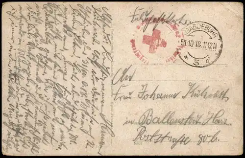 Ansichtskarte Magdeburg Frachtschiffe Elbe Partie 1918   im 1. Weltkrieg Feldpost gelaufen