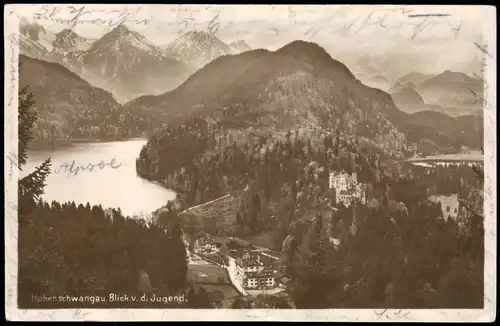 Hohenschwangau-Schwangau Panorama-Ansicht Blick v. d. Jugend 1928