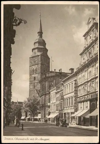 Ansichtskarte Bremen Obernstraße mit St. Ansgari Kirche 1943