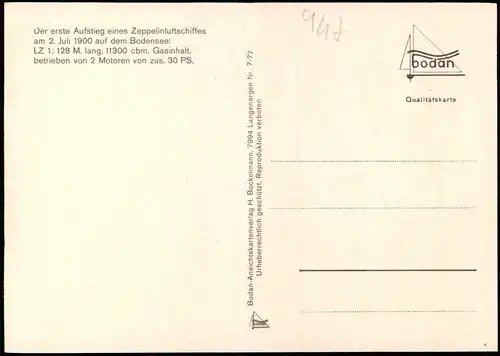 Ansichtskarte Meersburg Bodensee Flugwesen - Zeppelin 1987