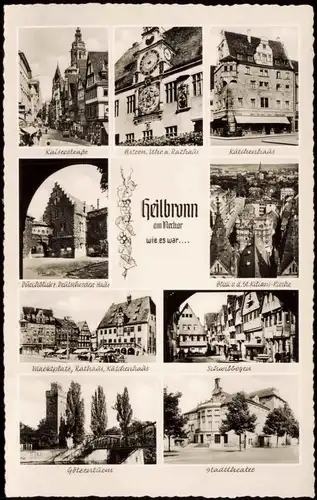 Ansichtskarte Heilbronn Mehrbild-AK mit Kaiserstraße, Kätchenhaus uvm. 1960