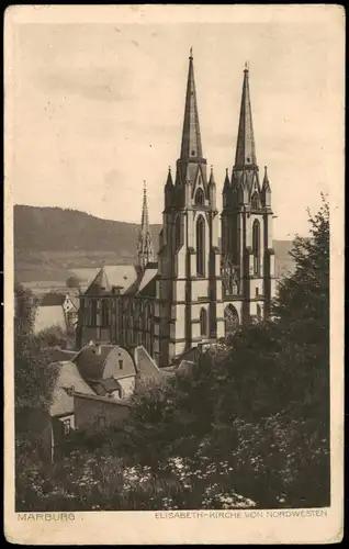 Marburg Lahn Elisabethkirche 1915   1. WK Feldpost gelaufen Stempel BATTENBERG