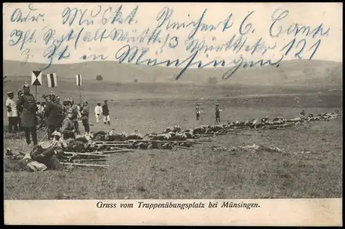 Münsingen (Württemberg) Truppenübungsplatz Soldaten bei Schieß-Übung 1910