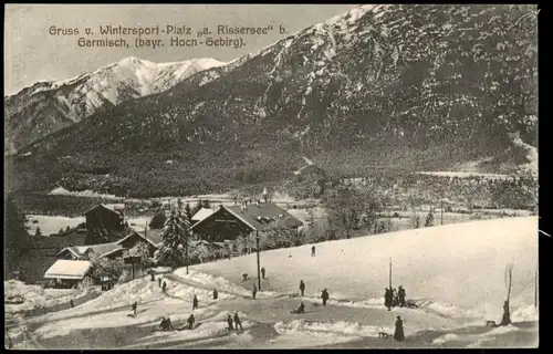 Ansichtskarte Garmisch-Garmisch-Partenkirchen Winter-Panorama Rissersee 1909
