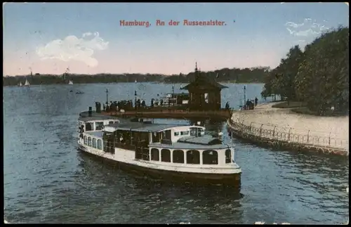 Ansichtskarte Hamburg Außenalster Alster Fahrgastschiff 1928