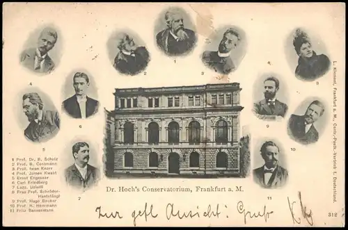 Ansichtskarte Frankfurt am Main Dr. Hoch's Conservatorium - Professoren 1898