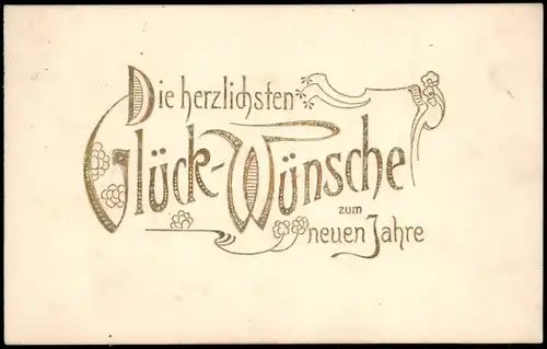 Glückwunsch Neujahr Sylvester New Year 1910 Prägekarte Stempel GÖRLITZ