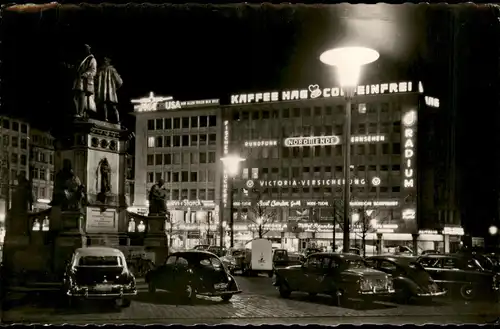 Frankfurt am Main Roßmarkt bei Nacht, Abend-/Nachtaufnahme 1957